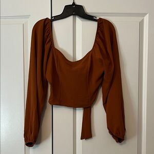 Altar’d State burnt orange long sleeve crop top tie back size small Sienna NEW
